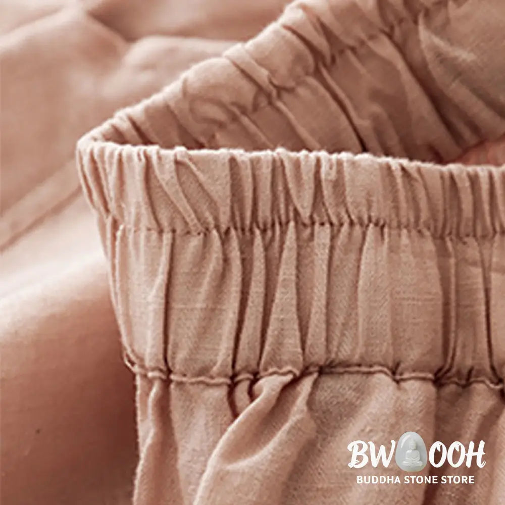 Buddha Stones Casual Plain Cropped Pants Women’s Cotton Linen Harem Pants With Pockets - Women’s Harem Pants
