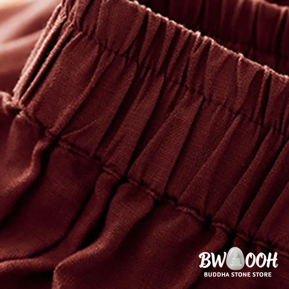 Buddha Stones Casual Plain Cropped Pants Women’s Cotton Linen Harem Pants With Pockets - Women’s Harem Pants