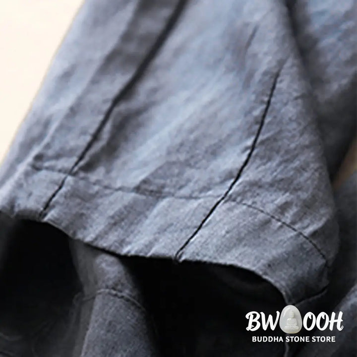 Buddha Stones Casual Plain Cropped Pants Women’s Cotton Linen Harem Pants With Pockets - Women’s Harem Pants