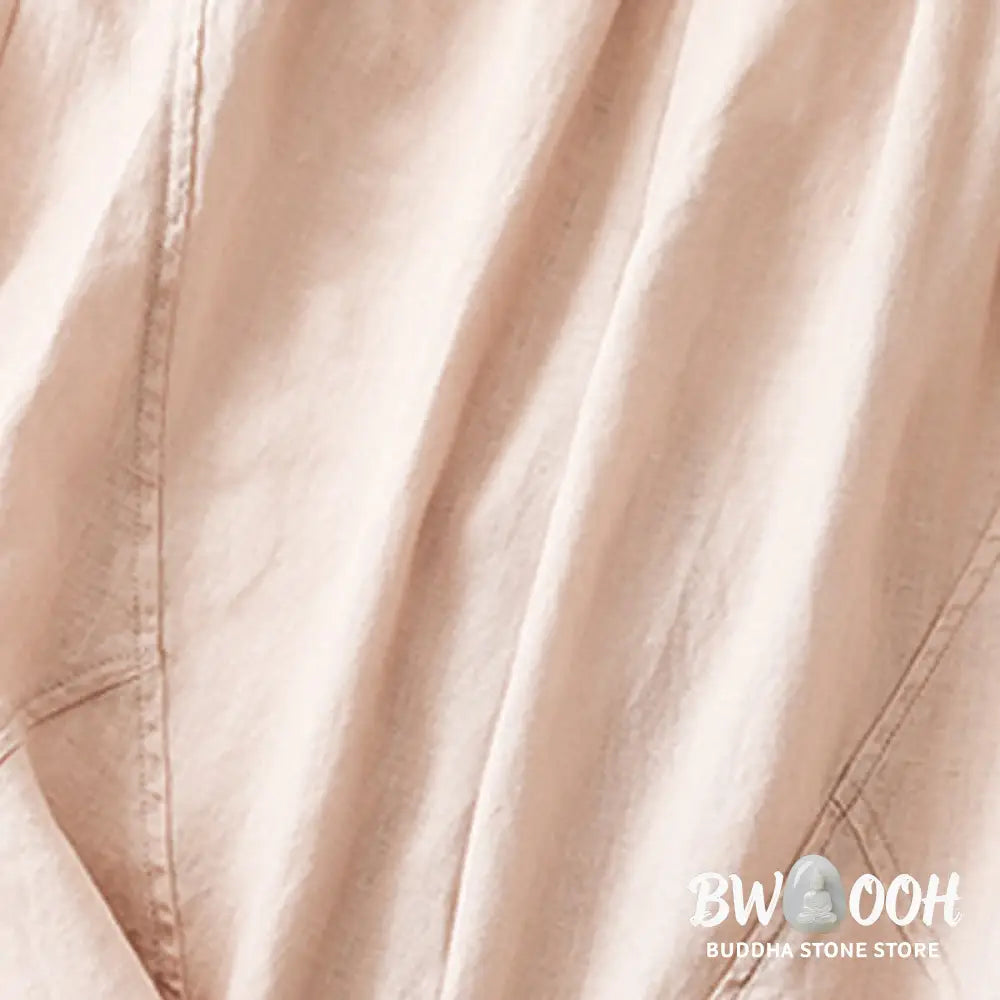 Buddha Stones Casual Plain Cropped Pants Women’s Cotton Linen Harem Pants With Pockets - Women’s Harem Pants