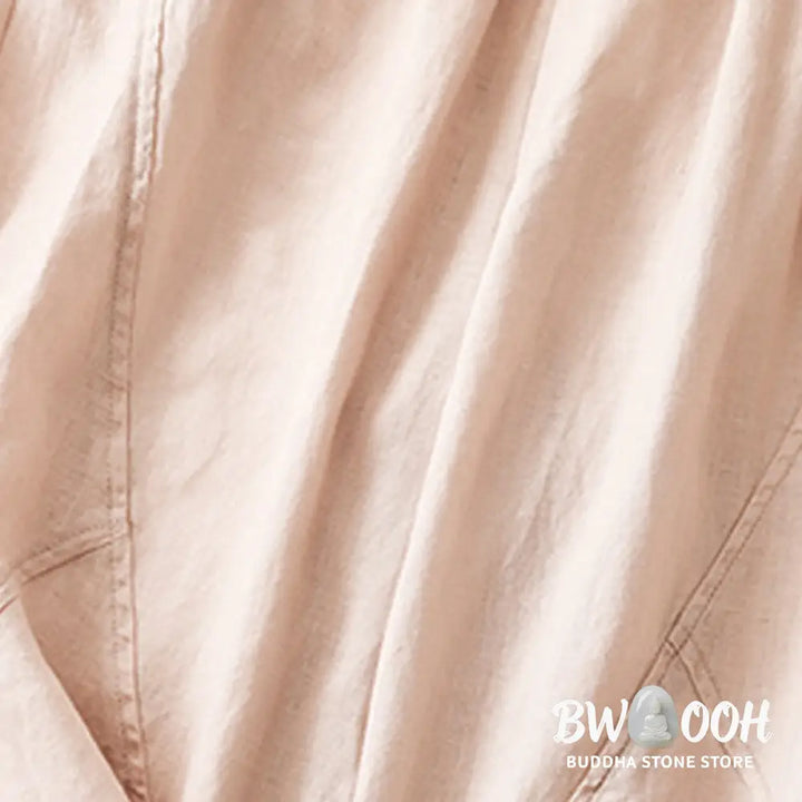 Buddha Stones Casual Plain Cropped Pants Women’s Cotton Linen Harem Pants With Pockets - Women’s Harem Pants