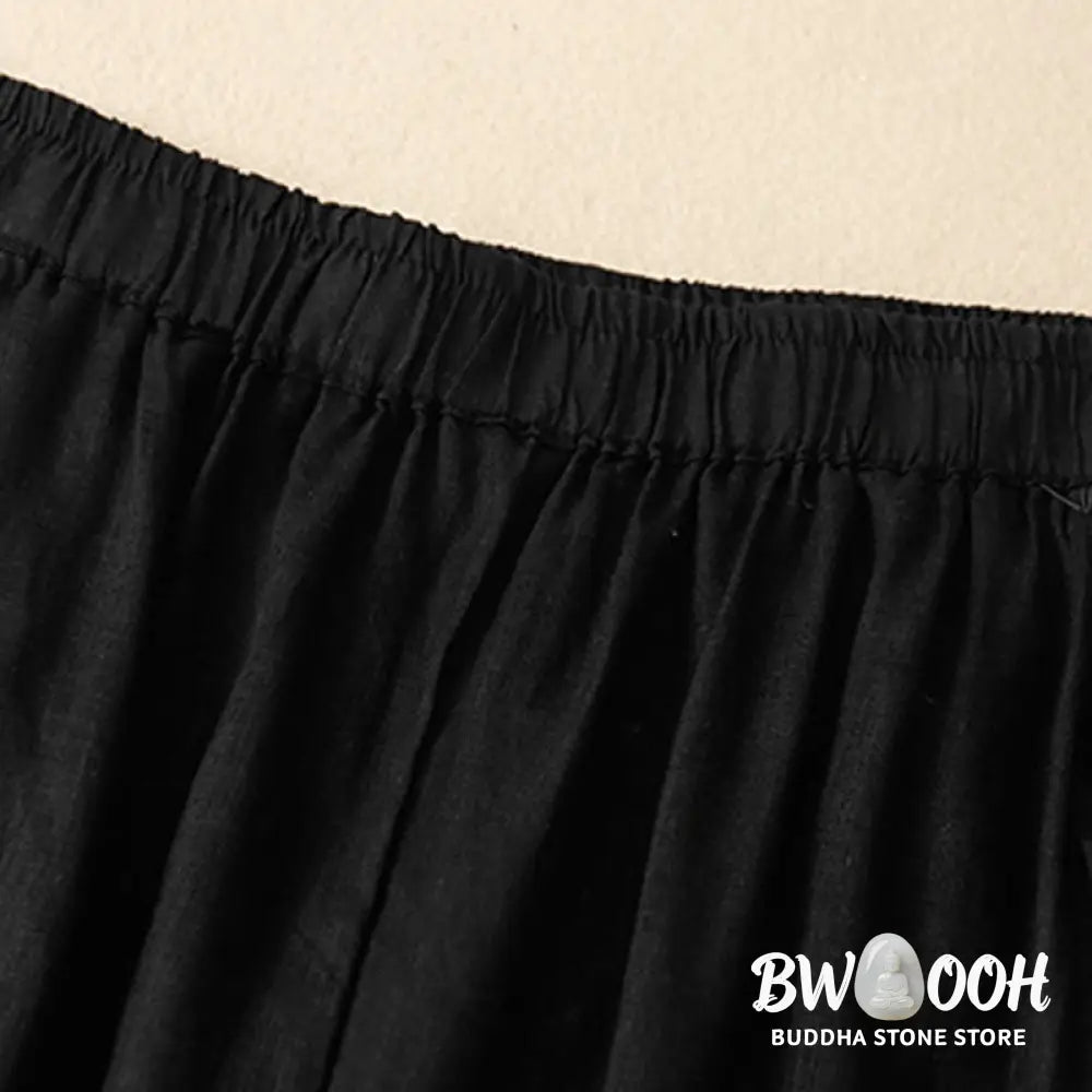 Buddha Stones Casual Plain Cropped Pants Women’s Cotton Linen Harem Pants With Pockets - Women’s Harem Pants