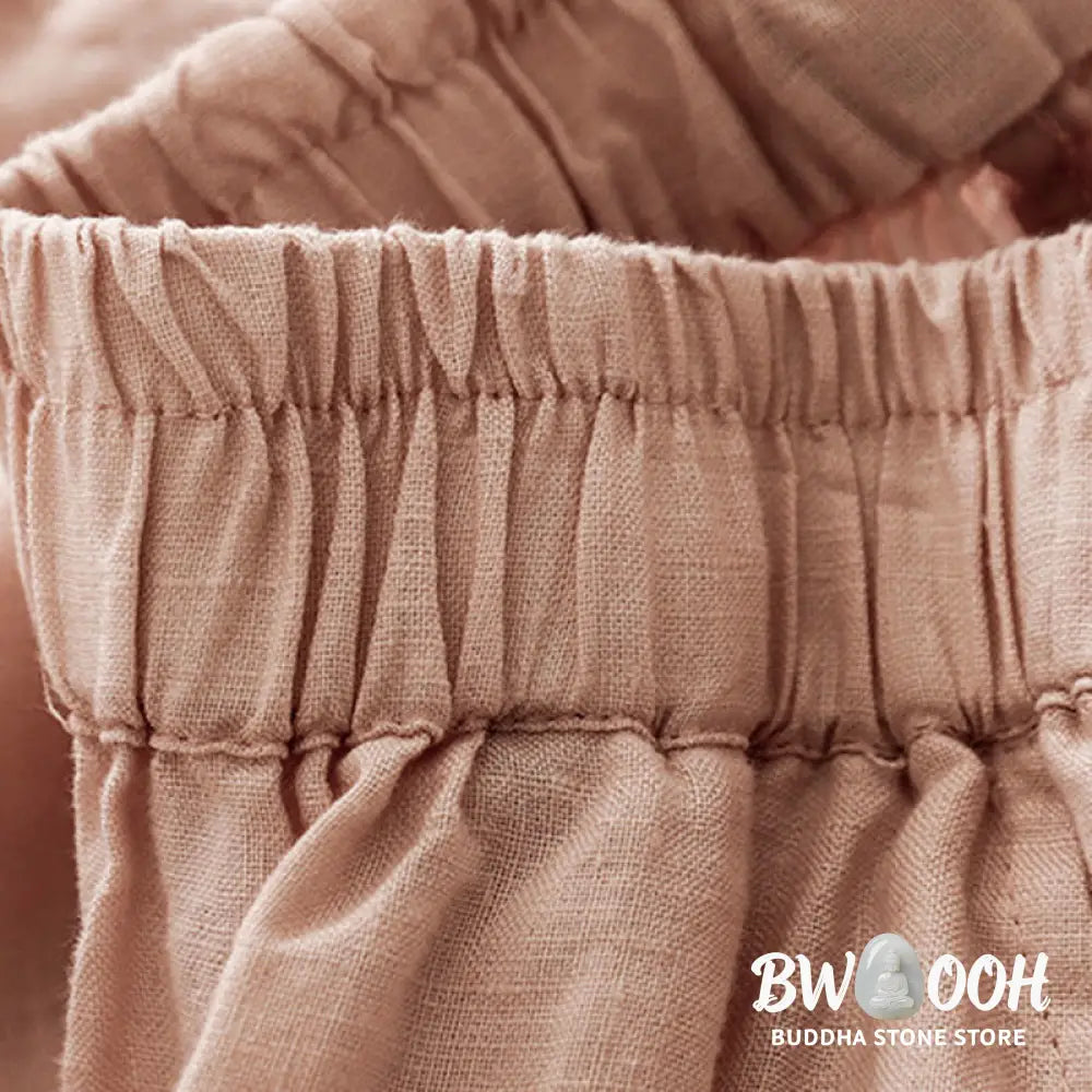 Buddha Stones Casual Plain Cropped Pants Women’s Cotton Linen Harem Pants With Pockets - Women’s Harem Pants