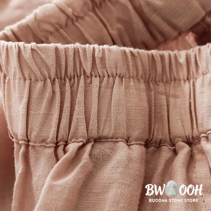 Buddha Stones Casual Plain Cropped Pants Women’s Cotton Linen Harem Pants With Pockets - Women’s Harem Pants