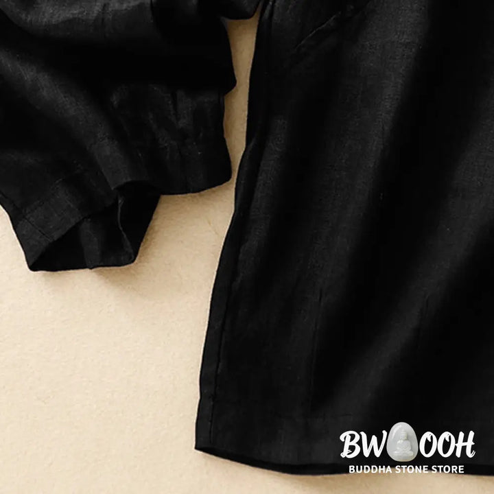 Buddha Stones Casual Plain Cropped Pants Women’s Cotton Linen Harem Pants With Pockets - Women’s Harem Pants