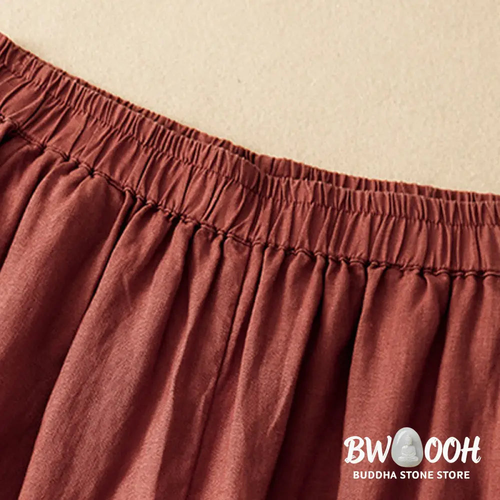 Buddha Stones Casual Plain Cropped Pants Women’s Cotton Linen Harem Pants With Pockets - Women’s Harem Pants