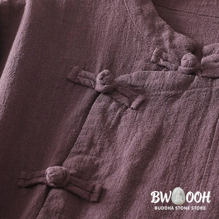 Buddha Stones Casual Plain Frog-buttons Cotton Women’s Long Sleeve Shirt - Women’s Shirts