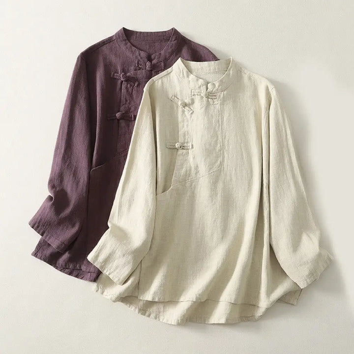 BWOOOH Casual Plain Frog-buttons Cotton Women&