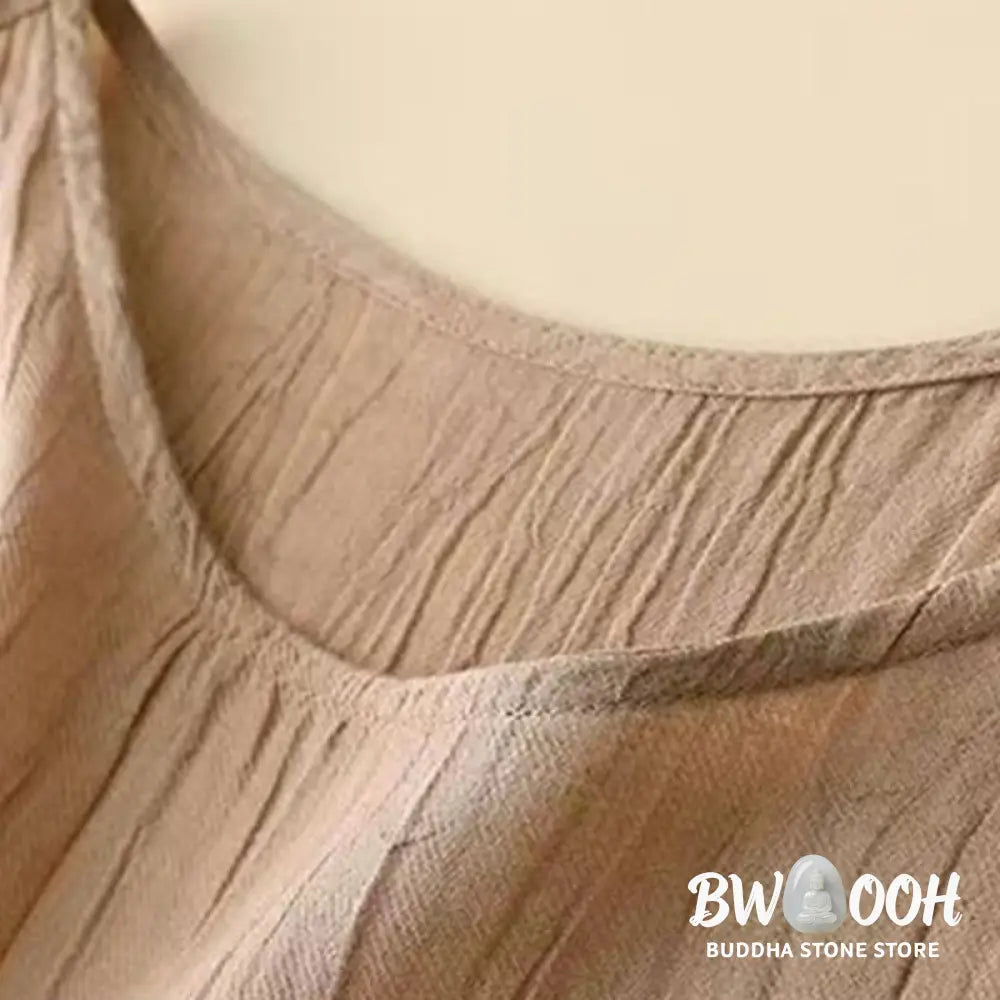 Buddha Stones Casual Plain Handmade Drawstring Waist Midi Dress Acrylic Sleeveless Dress With Pockets - Midi Dress