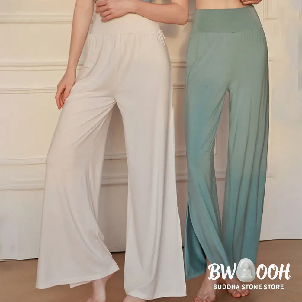 BWOOOH printed wide-leg yoga pants - Casual Plain High Waist Elastic Women&