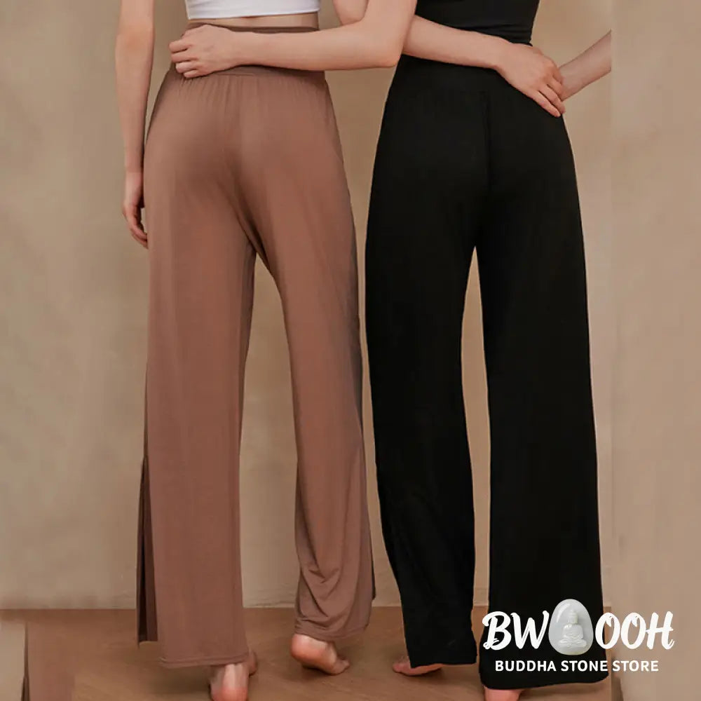BWOOOH printed wide-leg yoga pants - Casual Plain High Waist Elastic Women&