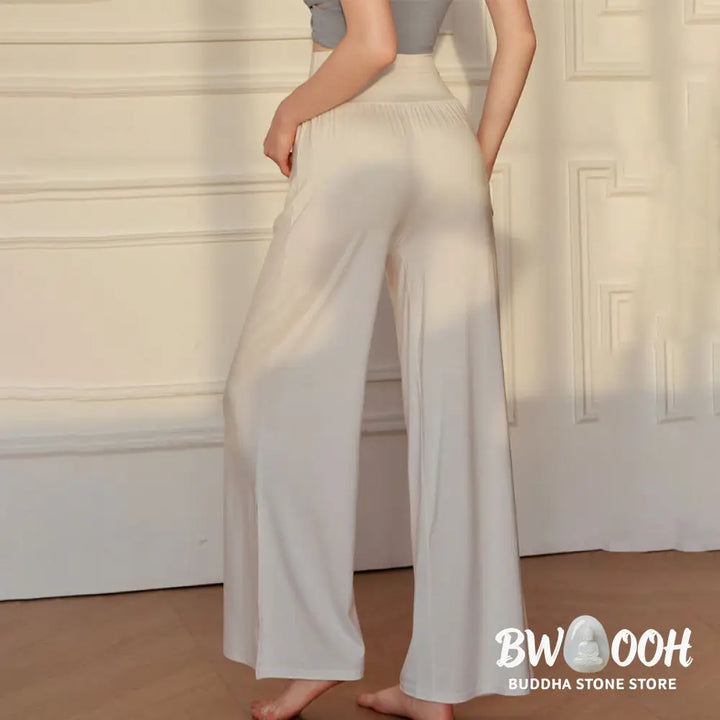 BWOOOH printed wide-leg yoga pants - Casual Plain High Waist Elastic Women&