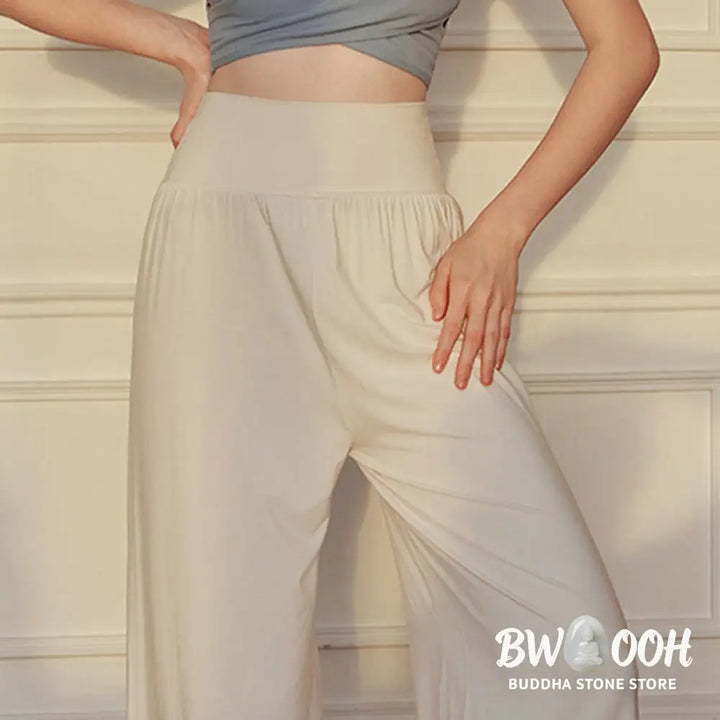 BWOOOH printed wide-leg yoga pants - Casual Plain High Waist Elastic Women&