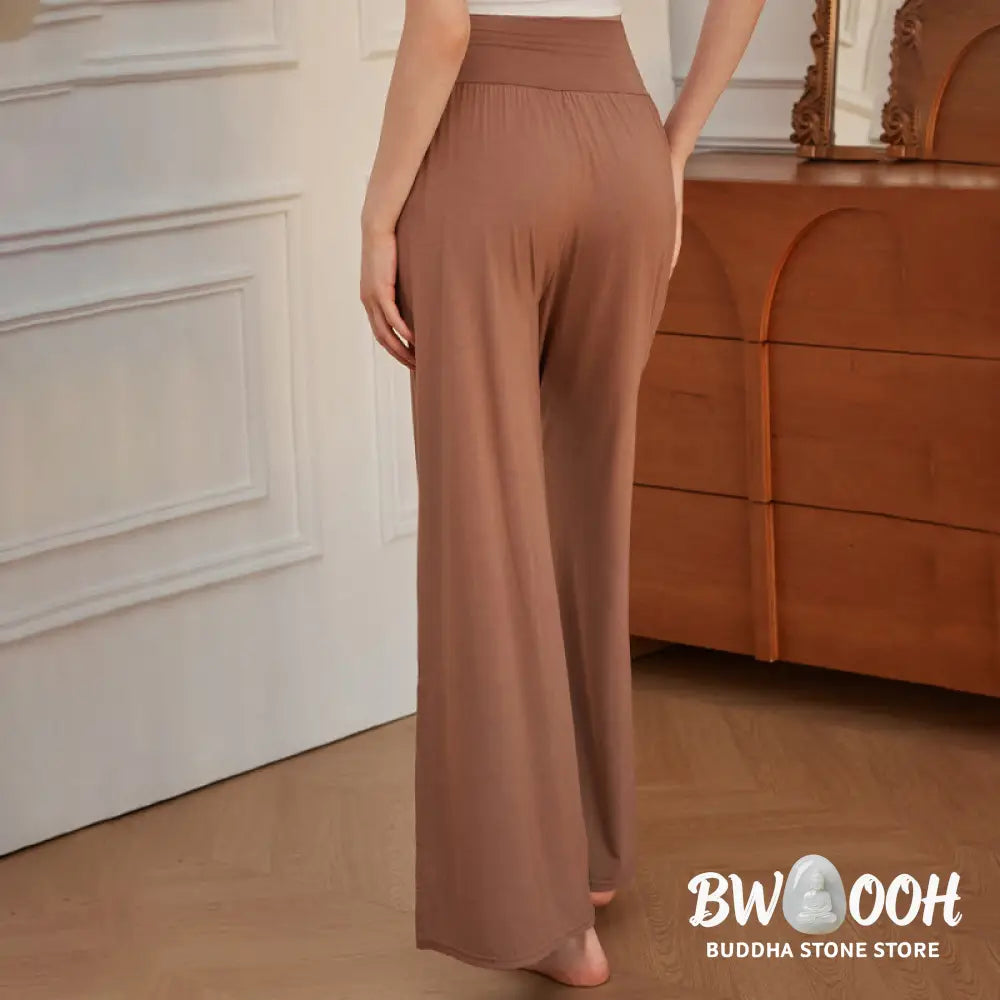 BWOOOH printed wide-leg yoga pants - Casual Plain High Waist Elastic Women&