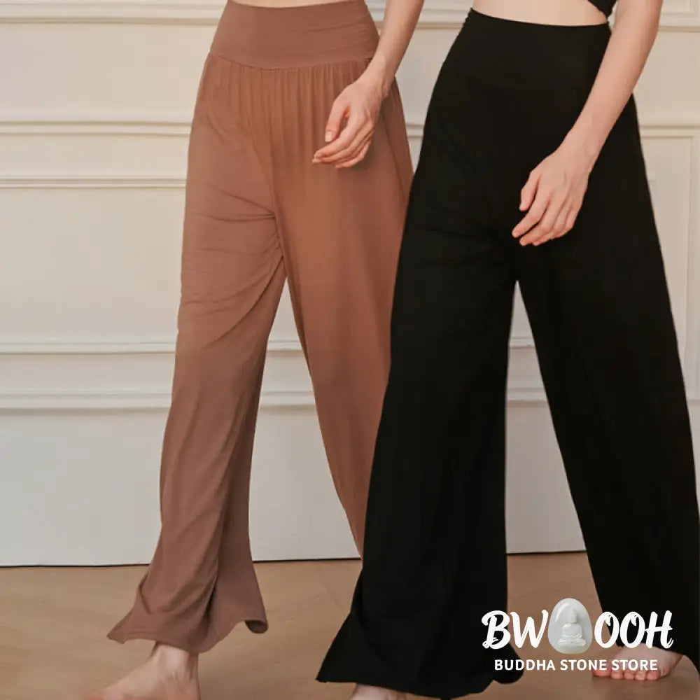 BWOOOH printed wide-leg yoga pants - Casual Plain High Waist Elastic Women&