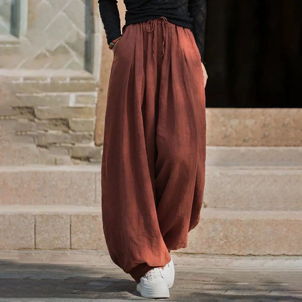 BWOOOH printed yoga pants - Casual Plain Loose Waist Tie Rope Women&
