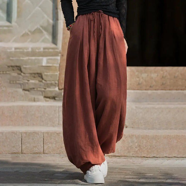 BWOOOH printed yoga pants - Casual Plain Loose Waist Tie Rope Women&