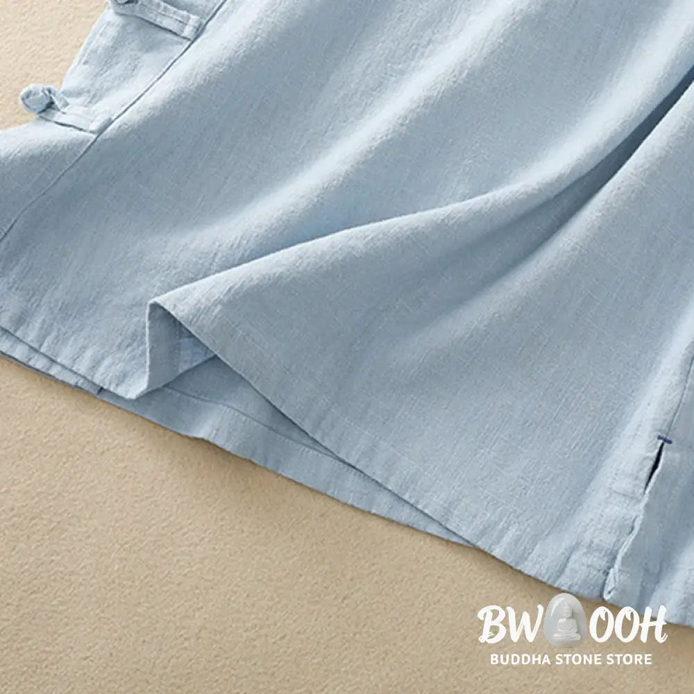 Buddha Stones Casual Plain Slant Stand Collar Collar Colorful Frog-Button Tang Suit Women’s Cotton Linen Three Quarter
