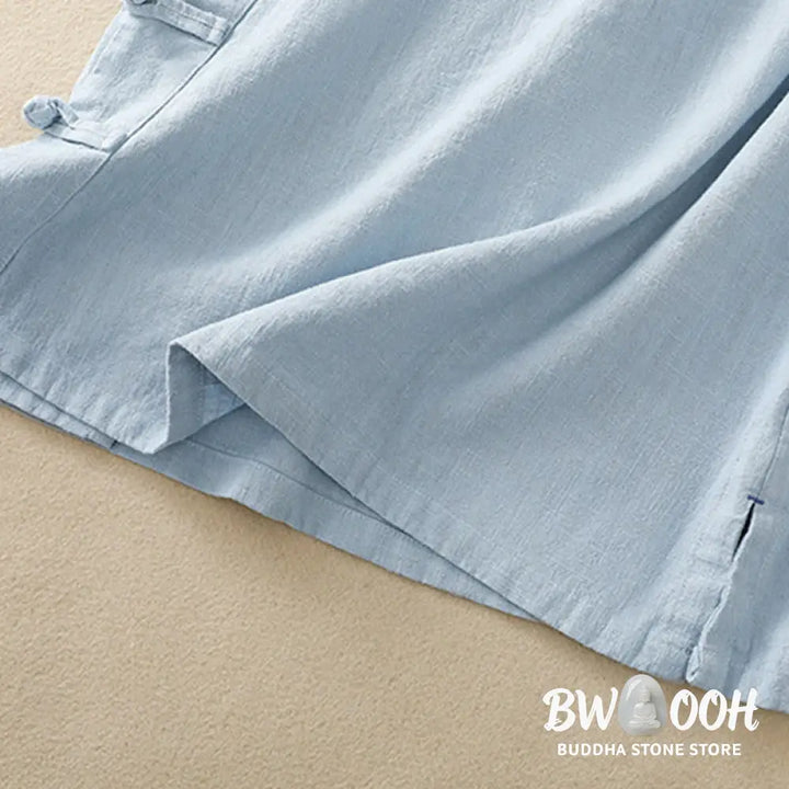 Buddha Stones Casual Plain Slant Stand Collar Collar Colorful Frog-Button Tang Suit Women’s Cotton Linen Three Quarter