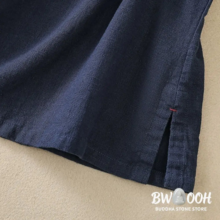 Buddha Stones Casual Plain Slant Stand Collar Collar Colorful Frog-Button Tang Suit Women’s Cotton Linen Three Quarter
