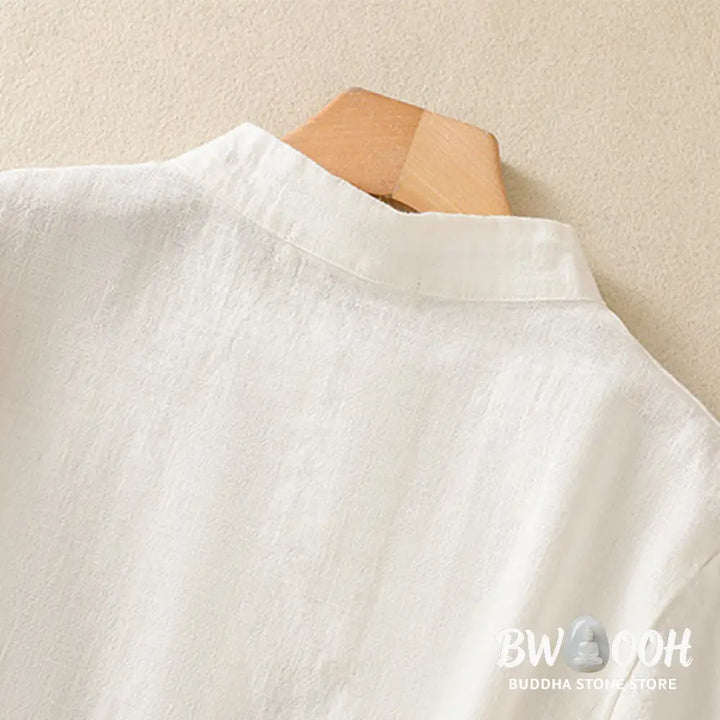 Buddha Stones Casual Plain Slant Stand Collar Collar Colorful Frog-Button Tang Suit Women’s Cotton Linen Three Quarter