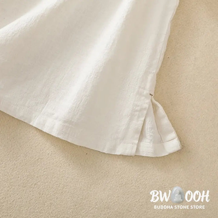 Buddha Stones Casual Plain Slant Stand Collar Collar Colorful Frog-Button Tang Suit Women’s Cotton Linen Three Quarter