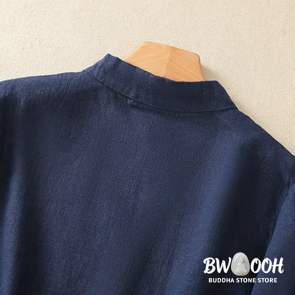 Buddha Stones Casual Plain Slant Stand Collar Collar Colorful Frog-Button Tang Suit Women’s Cotton Linen Three Quarter