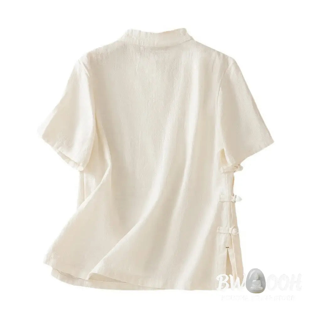 Buddha Stones Casual Plain Slant Stand Collar Collar Colorful Frog-Button Tang Suit Women’s Cotton Linen Three Quarter