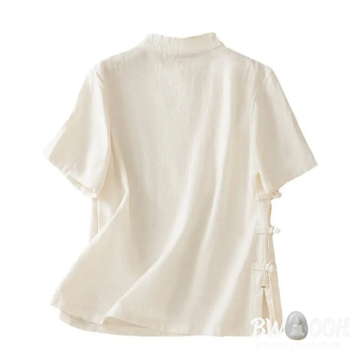 Buddha Stones Casual Plain Slant Stand Collar Collar Colorful Frog-Button Tang Suit Women’s Cotton Linen Three Quarter