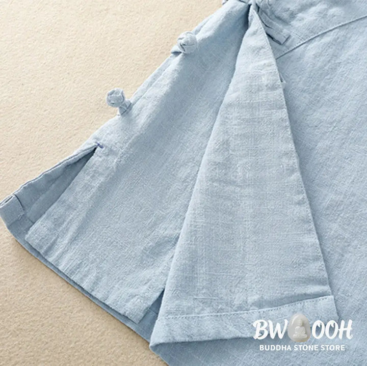 Buddha Stones Casual Plain Slant Stand Collar Collar Colorful Frog-Button Tang Suit Women’s Cotton Linen Three Quarter