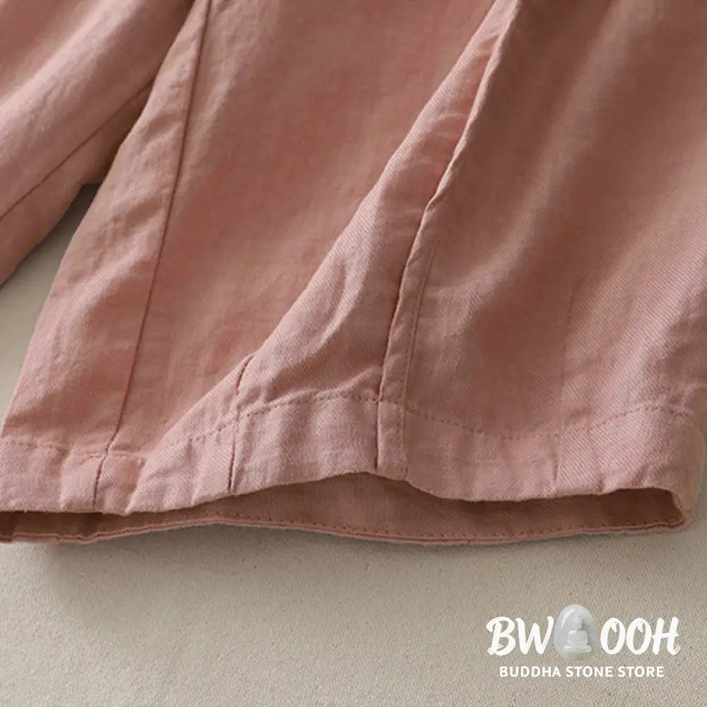 Buddha Stones Casual Plain Solid Color Patchwork Women’s Polyester 7-8 Length Wide Leg Pants With Pockets - Women’s