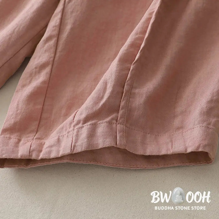 Buddha Stones Casual Plain Solid Color Patchwork Women’s Polyester 7-8 Length Wide Leg Pants With Pockets - Women’s