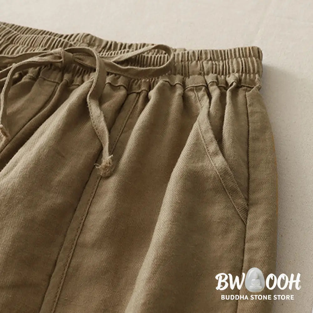 Buddha Stones Casual Plain Solid Color Patchwork Women’s Polyester 7-8 Length Wide Leg Pants With Pockets - Women’s