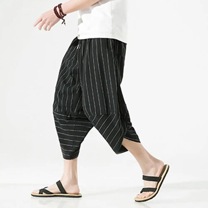 BWOOOH printed harem pants - Casual Plain Stripes Pattern Drawstring 