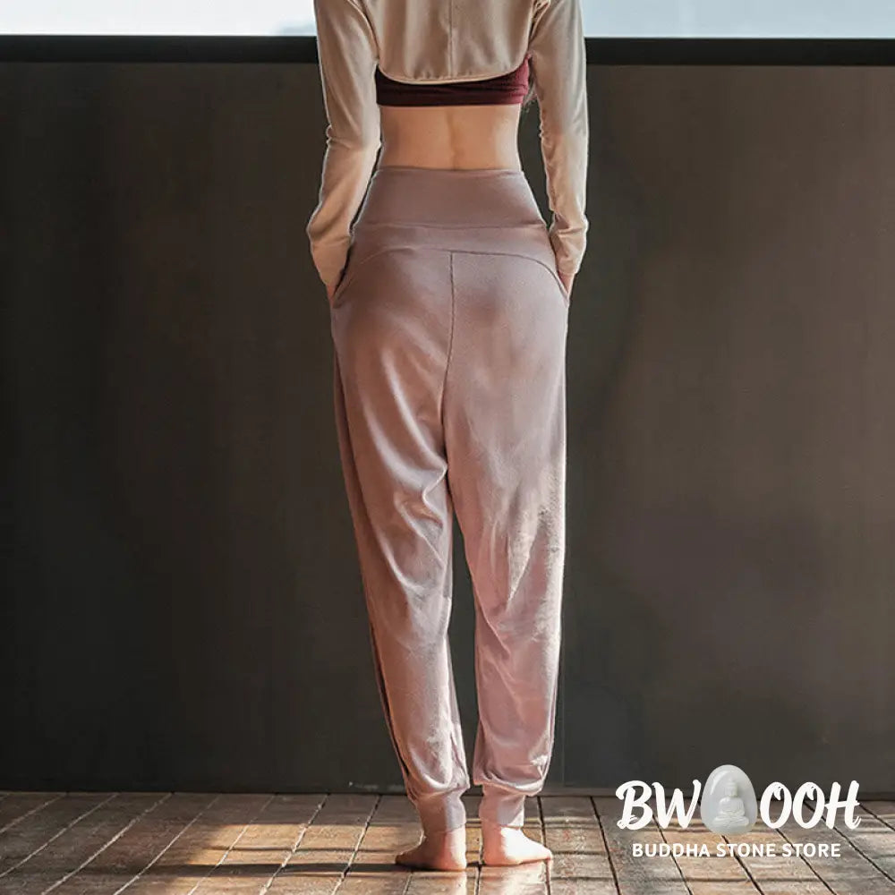 Buddha Stones Casual Plain Threaded Slit Hem Women’s Spandex Pants With Pockets - Women’s Harem Pants