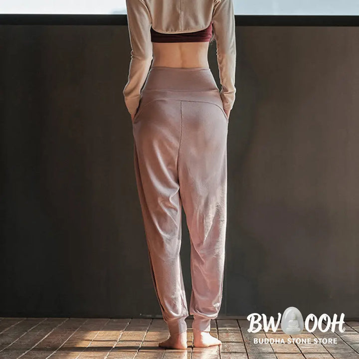 Buddha Stones Casual Plain Threaded Slit Hem Women’s Spandex Pants With Pockets - Women’s Harem Pants