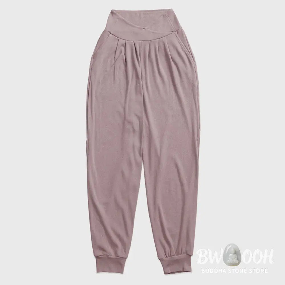 Buddha Stones Casual Plain Threaded Slit Hem Women’s Spandex Pants With Pockets - Women’s Harem Pants
