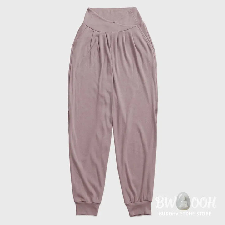 Buddha Stones Casual Plain Threaded Slit Hem Women’s Spandex Pants With Pockets - Women’s Harem Pants