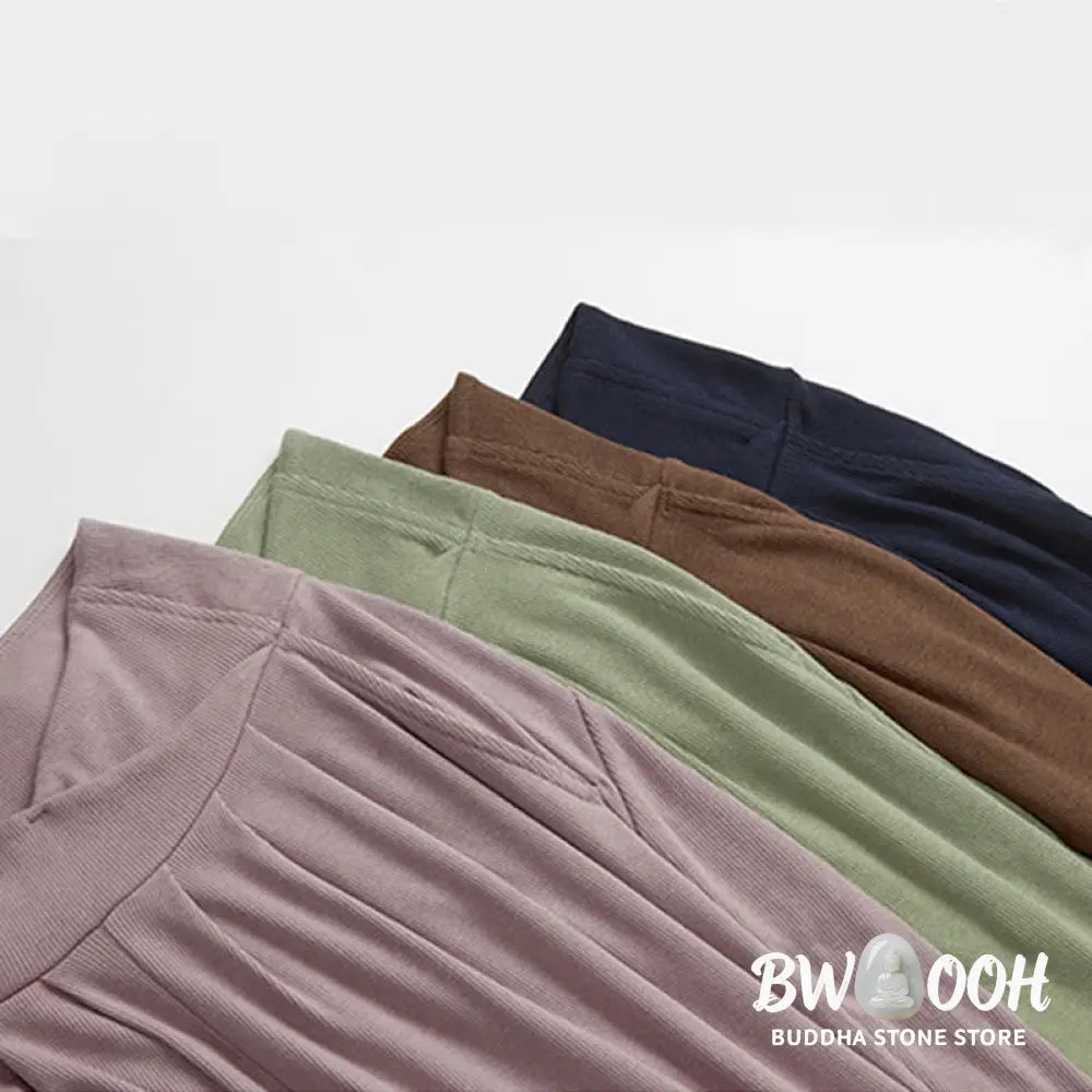 Buddha Stones Casual Plain Threaded Slit Hem Women’s Spandex Pants With Pockets - Women’s Harem Pants