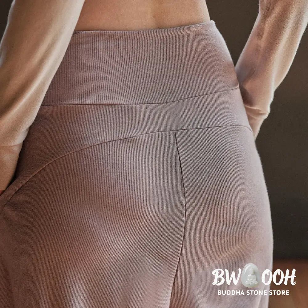Buddha Stones Casual Plain Threaded Slit Hem Women’s Spandex Pants With Pockets - Women’s Harem Pants