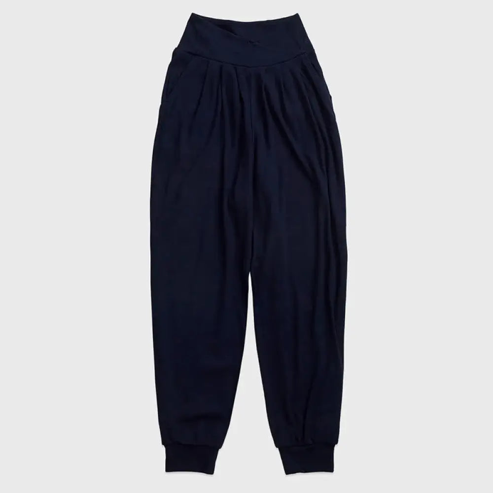 Buddha Stones Casual Plain Threaded Slit Hem Women’s Spandex Pants With Pockets - MidnightBlue / US2，UK/AU6，EU34 (M)