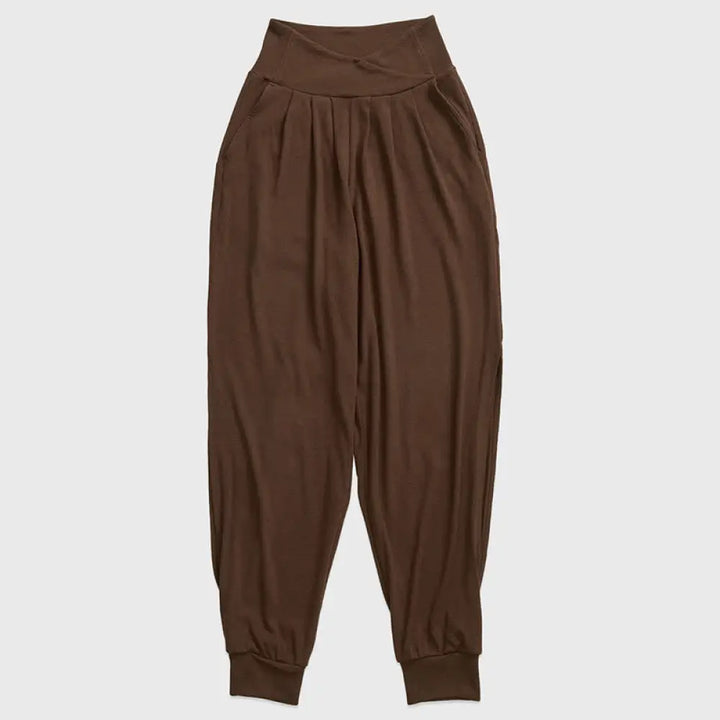 Buddha Stones Casual Plain Threaded Slit Hem Women’s Spandex Pants With Pockets - SaddleBrown / US2，UK/AU6，EU34 (M)