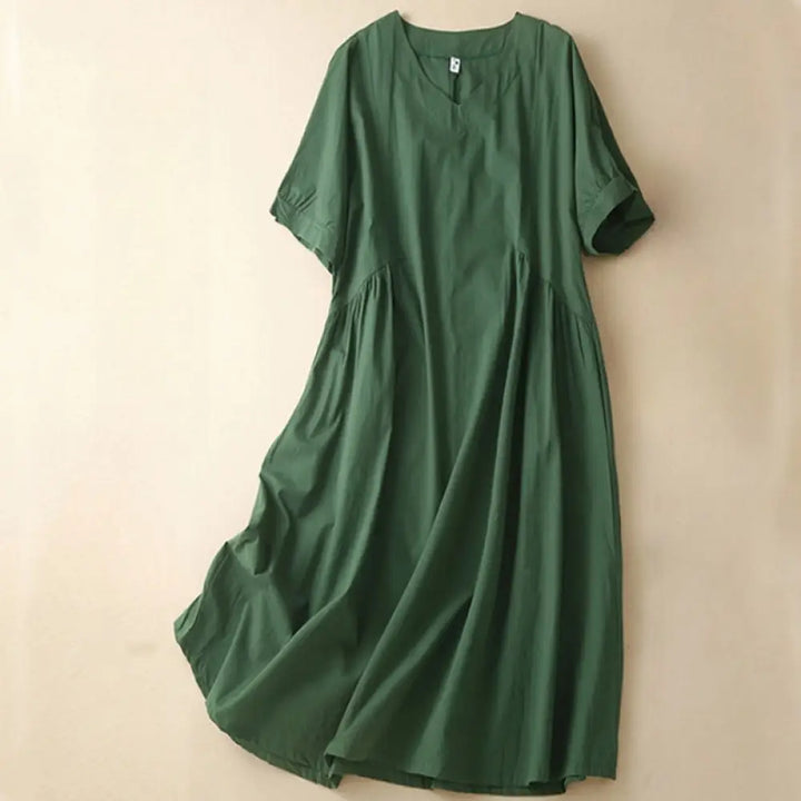BWOOOH Casual Pure Color Design Short Sleeve V-Neck Cotto