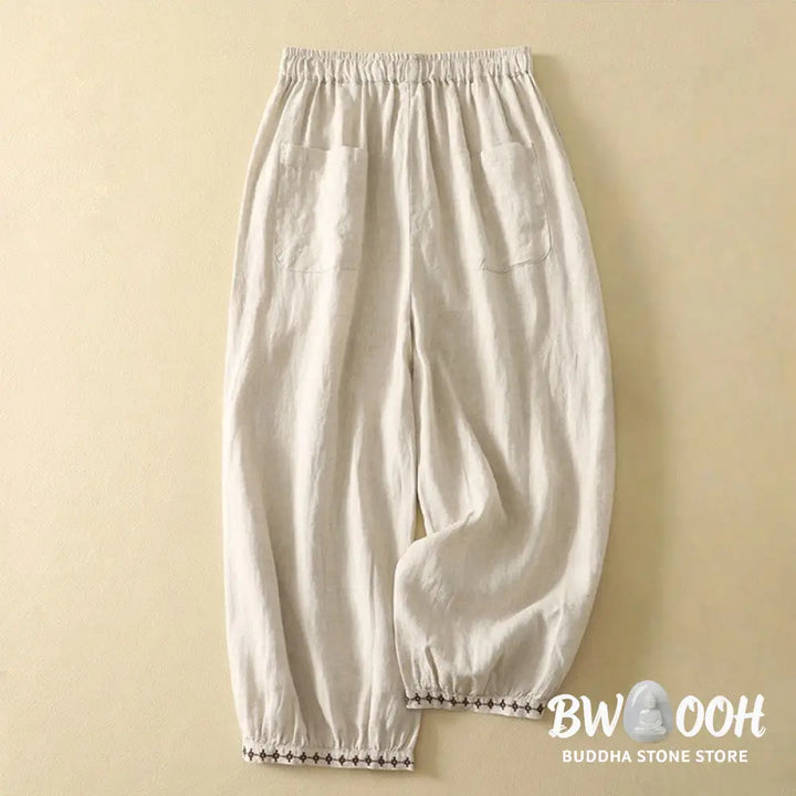 BWOOOH printed yoga pants - Casual Retro Drawstring Embroidery Desig