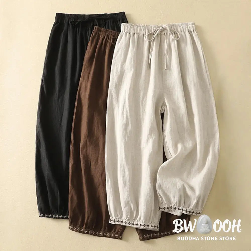 BWOOOH printed yoga pants - Casual Retro Drawstring Embroidery Desig