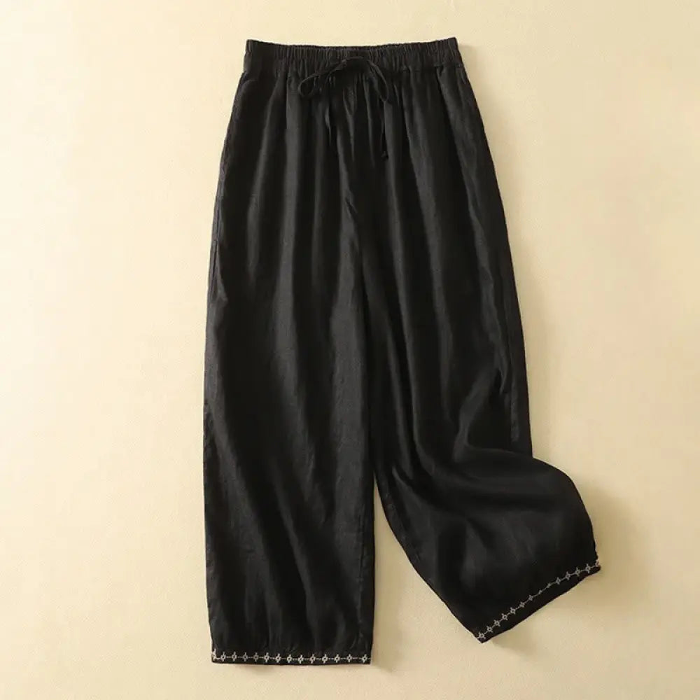 BWOOOH printed yoga pants - Casual Retro Drawstring Embroidery Desig