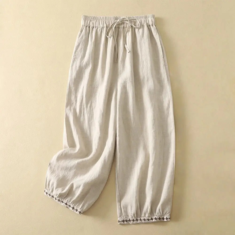 BWOOOH printed yoga pants - Casual Retro Drawstring Embroidery Desig