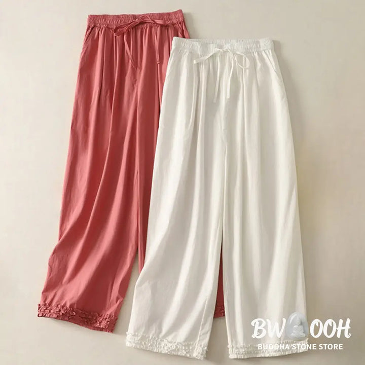 BWOOOH printed yoga pants - Casual Ruffle Hem Patchwork Design Draws
