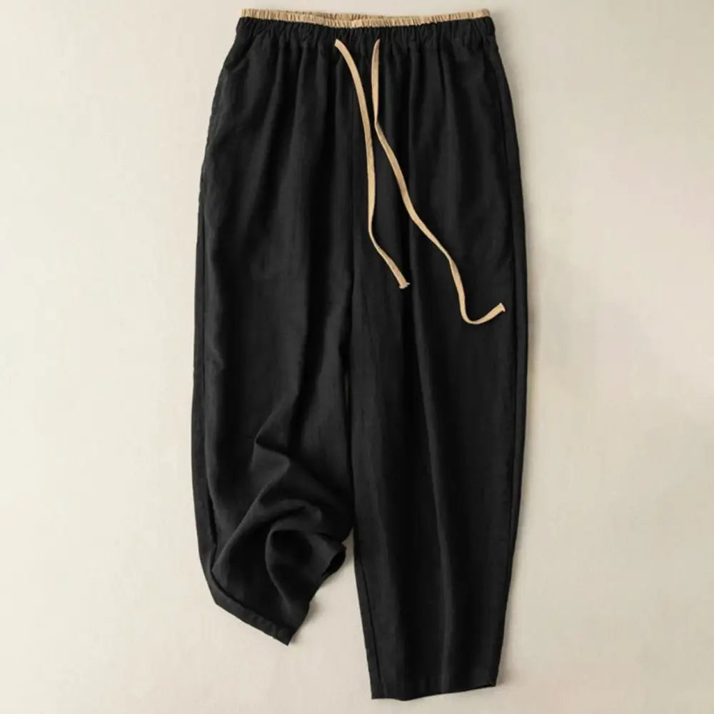 Buddha Stones Casual Solid Color Cotton Linen Drawstring Women&