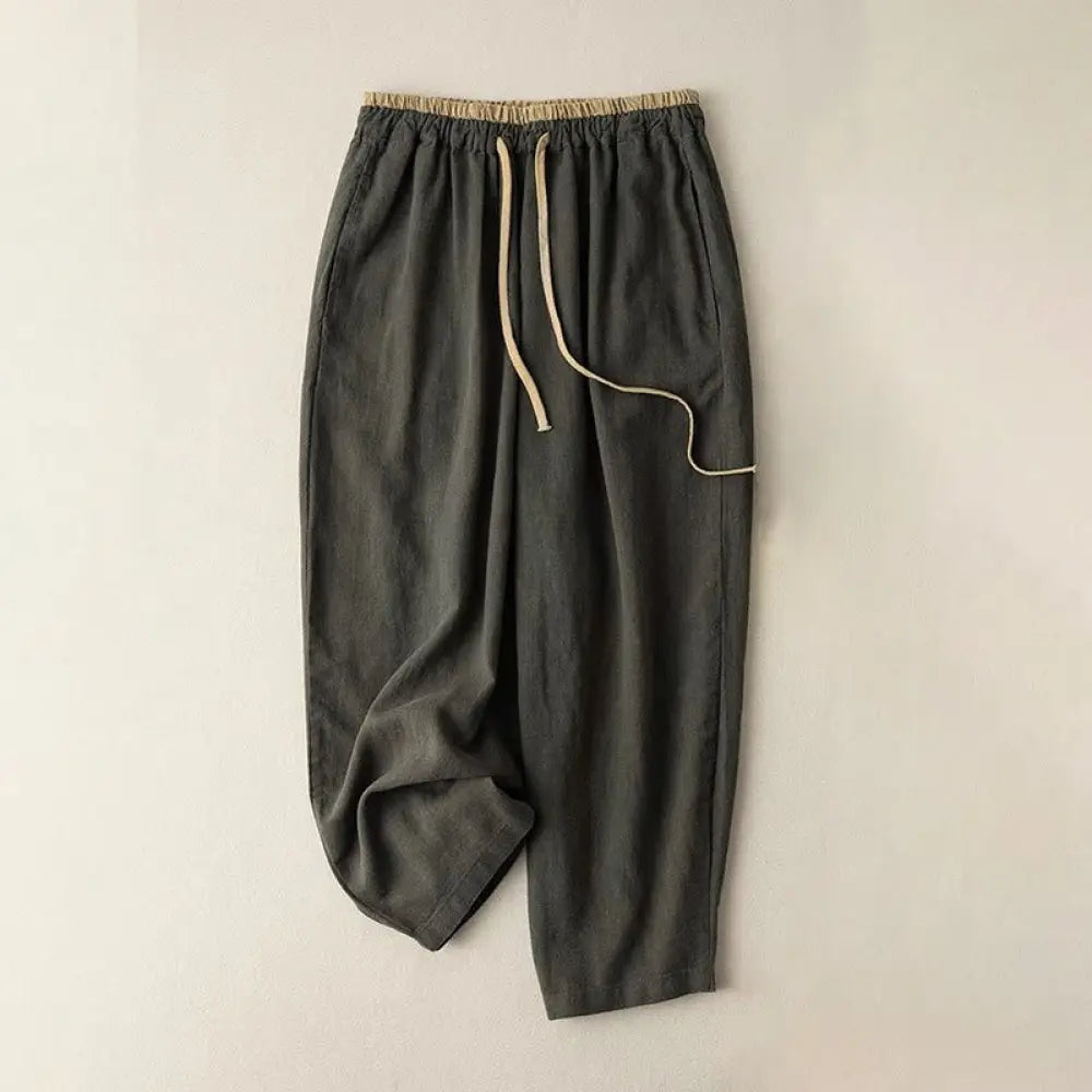 Buddha Stones Casual Solid Color Cotton Linen Drawstring Women&